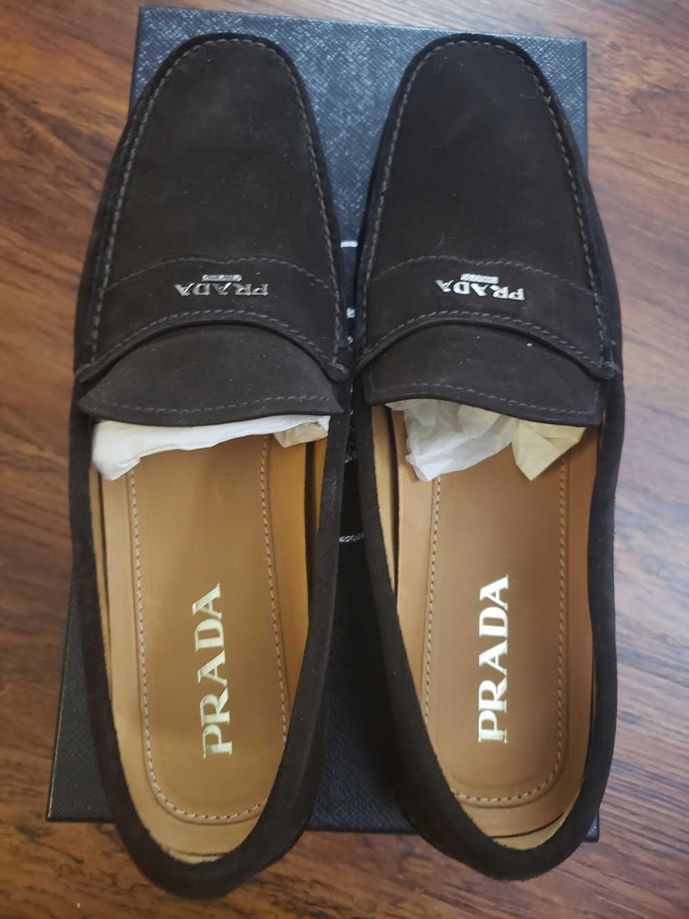 Prada Men’s Brown Suede Loafers Size 9 Quiet Luxury Designer Business Casual - Picture 2 of 7